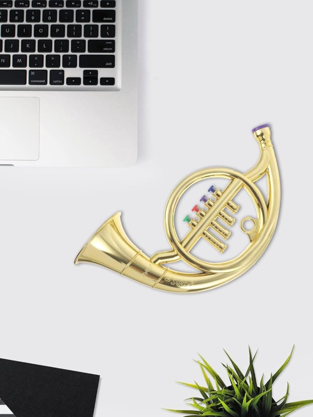 Simulated French Horn 4-Tone Trumpet Music Instrument Model 14.96In Performance - Picture 8 of 8